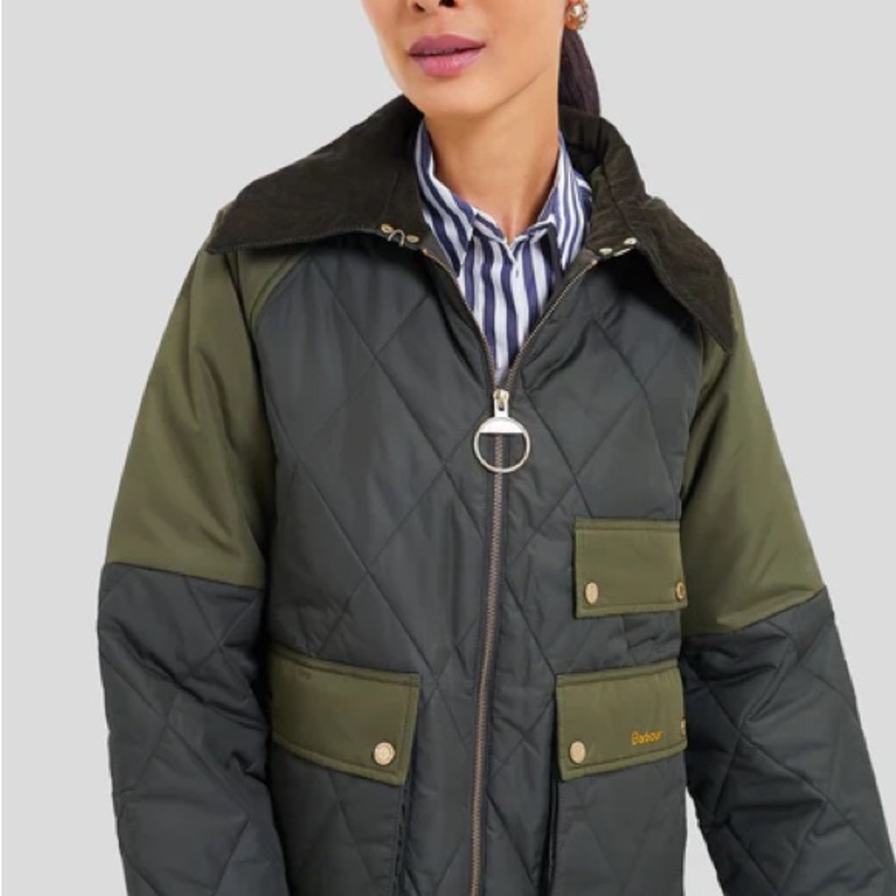 Barbour Olive Milby Quilted Jacket, Sz 4